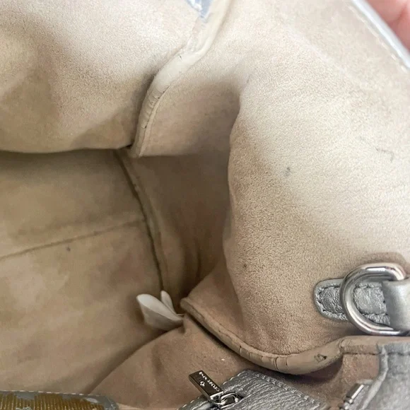 Celine Dion silver pebbled leather “Adagio” purse satchel cross body strap - Picture 14 of 16